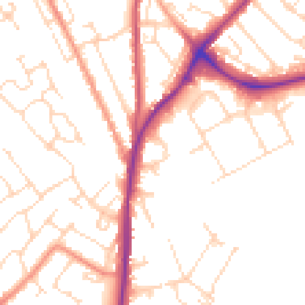 Daytime road noise heatmap for NG19 9AF