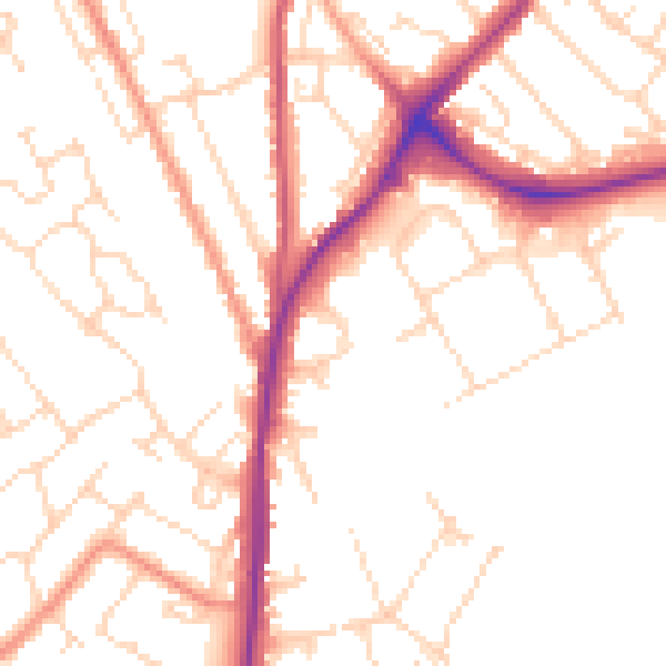 Daytime road noise heatmap for NG19 9AG