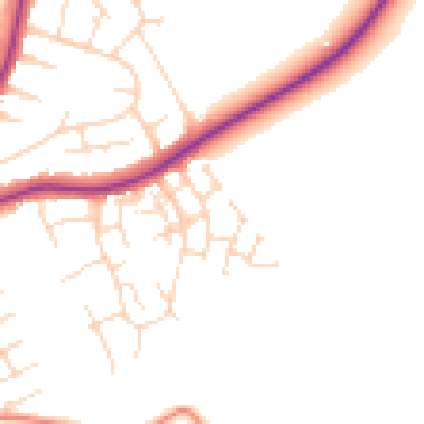 Daytime road noise heatmap for NG19 9AN