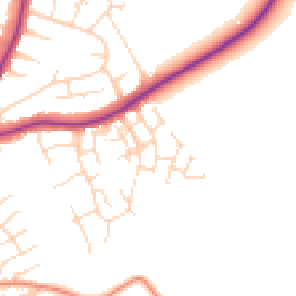 Daytime road noise heatmap for NG19 9BJ