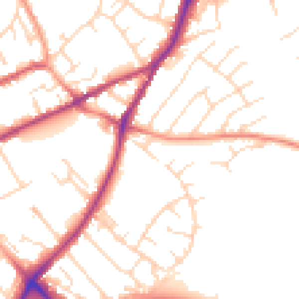 Daytime road noise heatmap for NG19 9BY