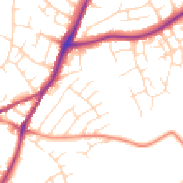 Daytime road noise heatmap for NG19 9DH