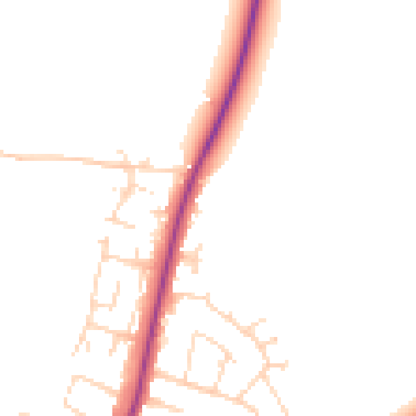 Daytime road noise heatmap for NG19 9DZ