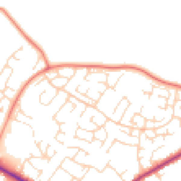 Daytime road noise heatmap for NG19 9GG