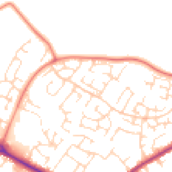 Daytime road noise heatmap for NG19 9GQ