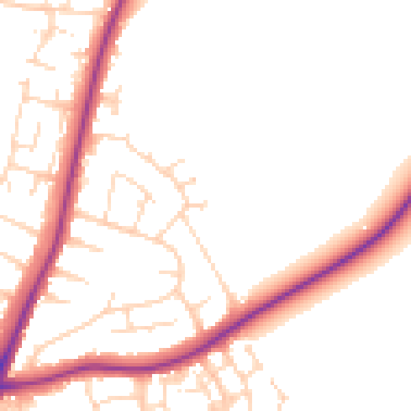 Daytime road noise heatmap for NG19 9GY