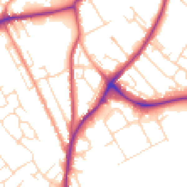 Daytime road noise heatmap for NG19 9JR