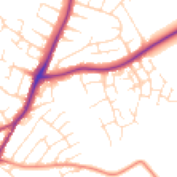 Daytime road noise heatmap for NG19 9PE