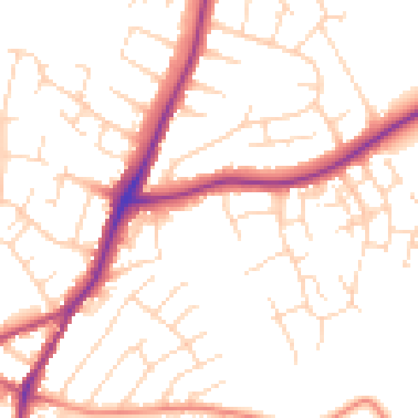 Daytime road noise heatmap for NG19 9PG