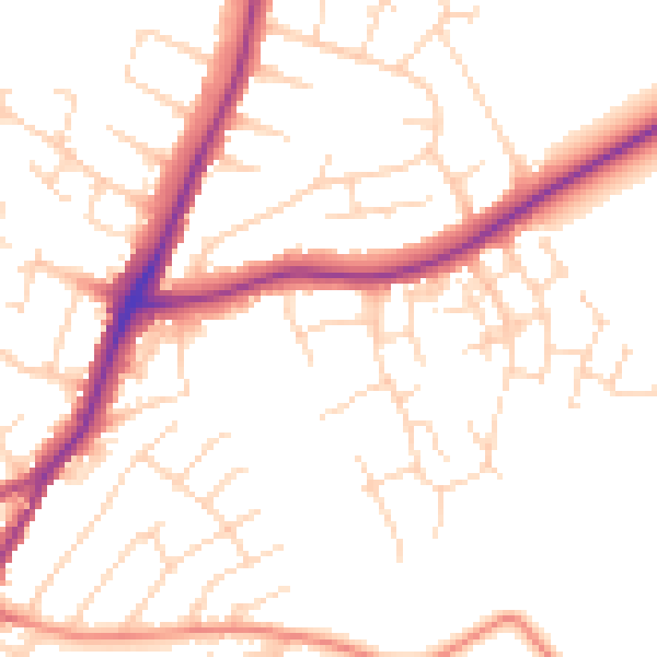 Daytime road noise heatmap for NG19 9PJ