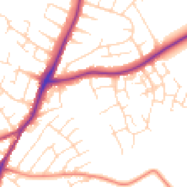 Daytime road noise heatmap for NG19 9PQ