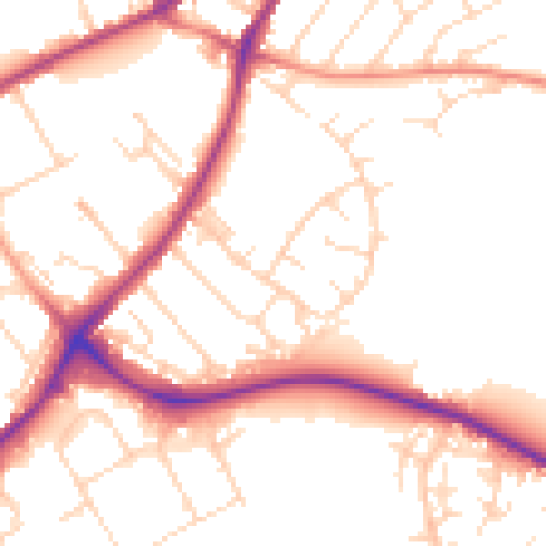 Daytime road noise heatmap for NG19 9RE