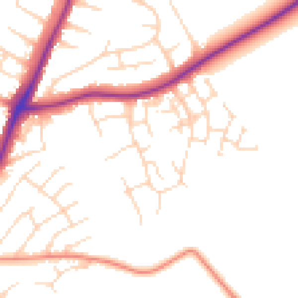Daytime road noise heatmap for NG19 9SG
