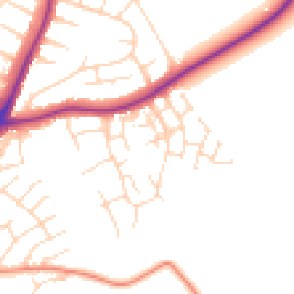 Daytime road noise heatmap for NG19 9SP