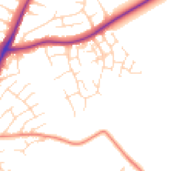 Daytime road noise heatmap for NG19 9SQ