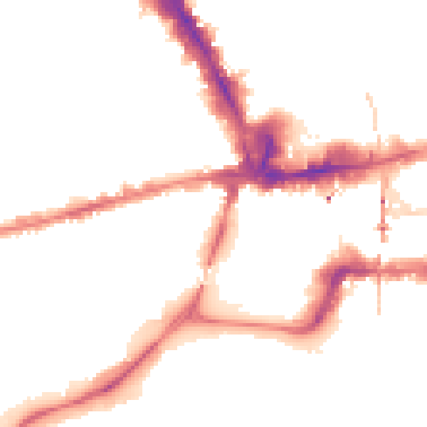 Night-time road noise heatmap for NG2 1AG