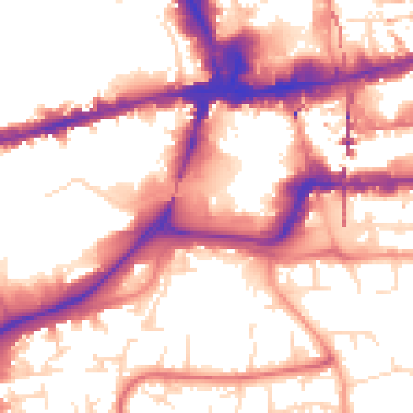 Daytime road noise heatmap for NG2 1AZ