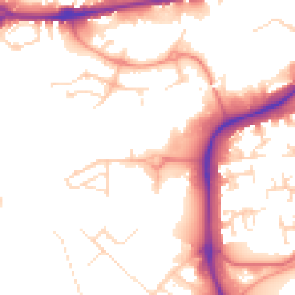 Daytime road noise heatmap for NG2 1EN
