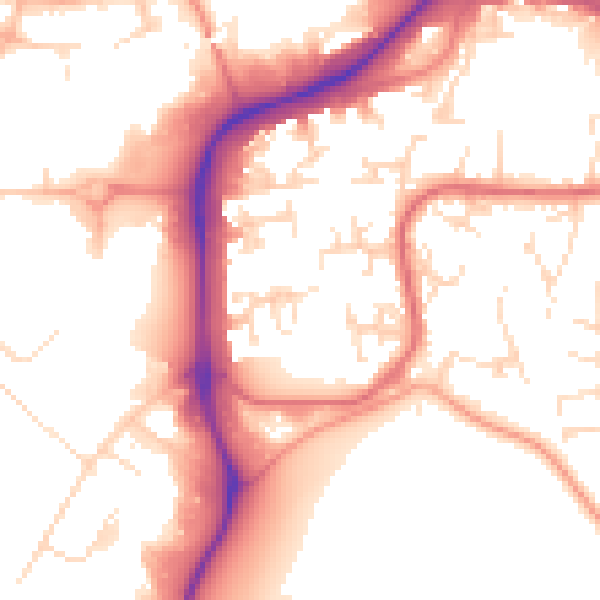 Daytime road noise heatmap for NG2 1FX