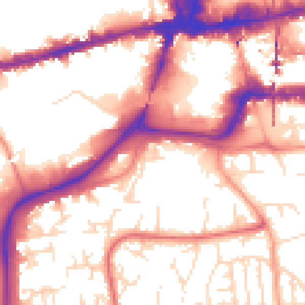 Daytime road noise heatmap for NG2 1HN