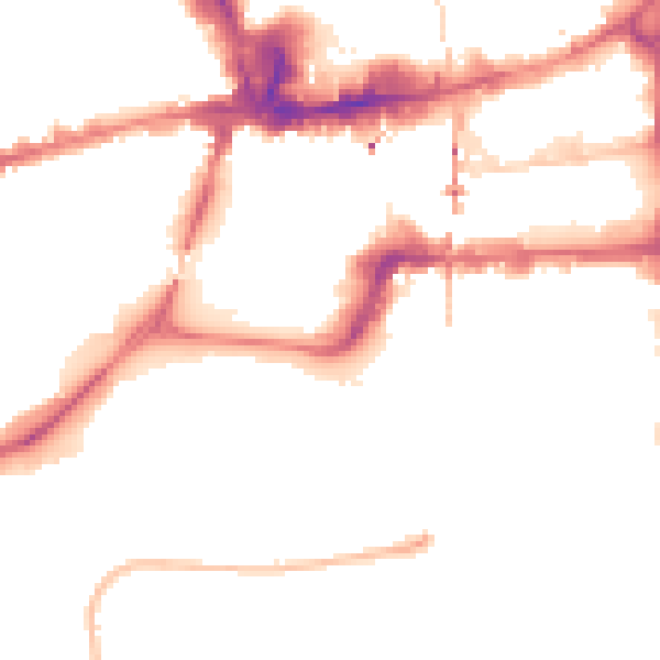 Night-time road noise heatmap for NG2 1NB