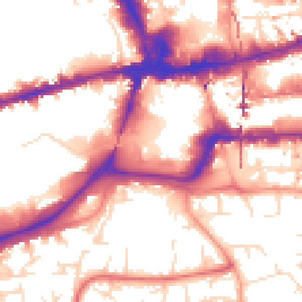 Daytime road noise heatmap for NG2 1NE