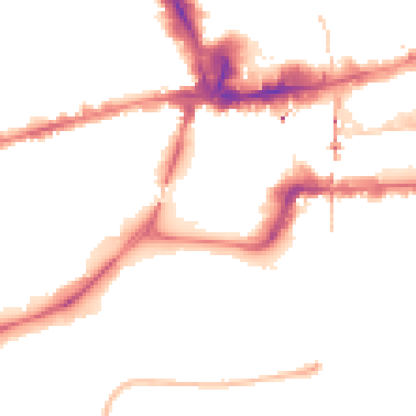 Night-time road noise heatmap for NG2 1NE
