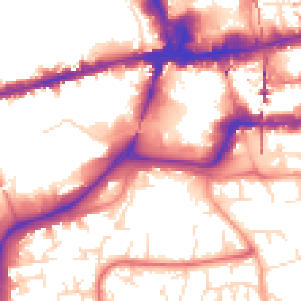 Daytime road noise heatmap for NG2 1NH