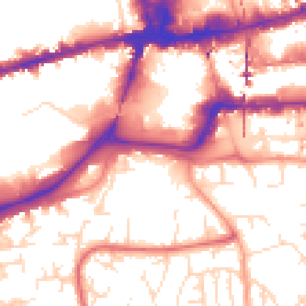 Daytime road noise heatmap for NG2 1NT