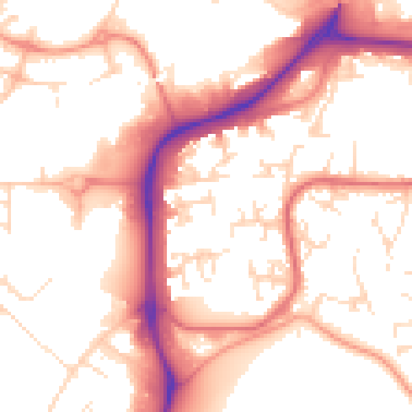 Daytime road noise heatmap for NG2 1PQ