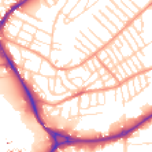 Daytime road noise heatmap for NG2 4AE
