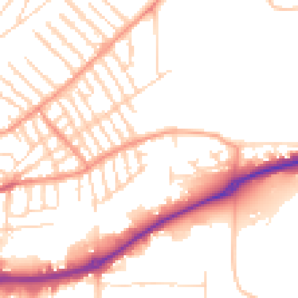 Daytime road noise heatmap for NG2 4AZ
