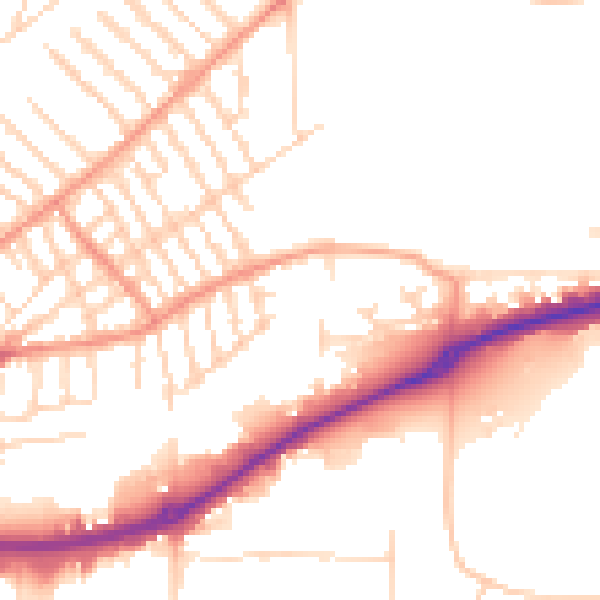 Daytime road noise heatmap for NG2 4BF