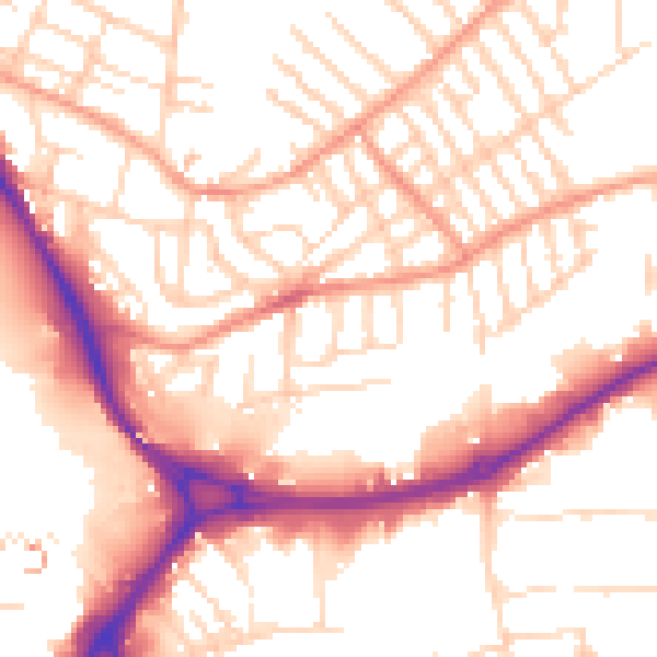 Daytime road noise heatmap for NG2 4BW