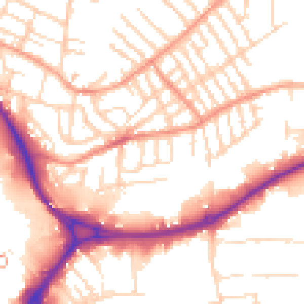 Daytime road noise heatmap for NG2 4BY