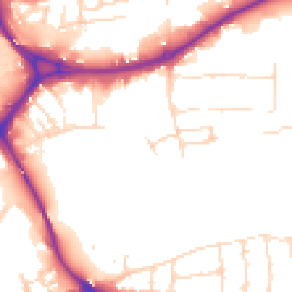Daytime road noise heatmap for NG2 4DQ