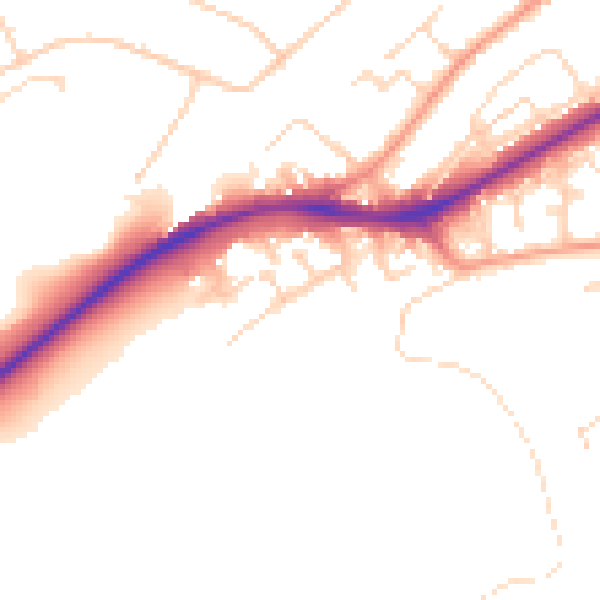 Daytime road noise heatmap for NG2 4DW