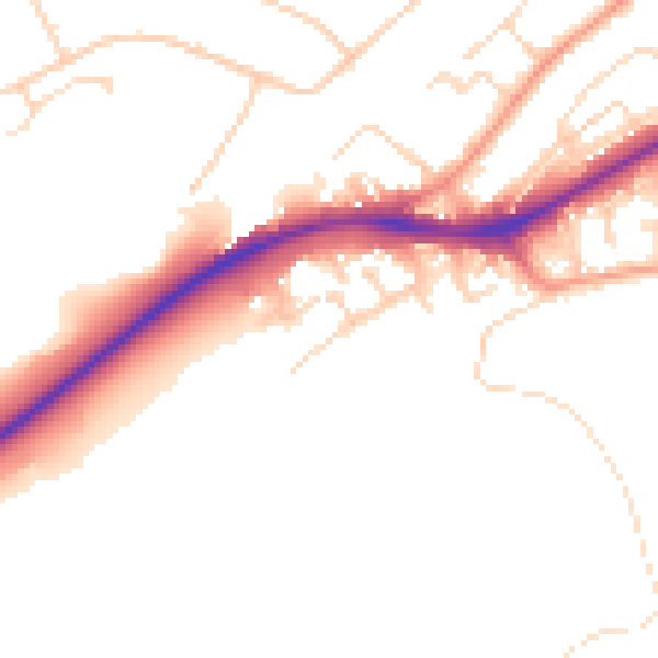 Daytime road noise heatmap for NG2 4DX