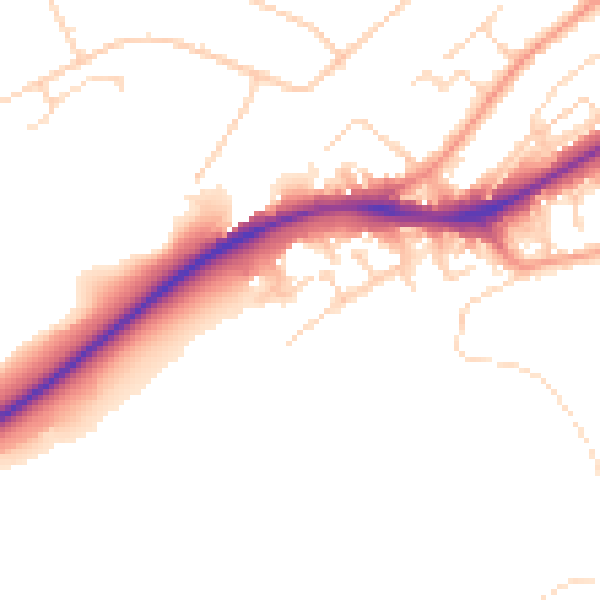 Daytime road noise heatmap for NG2 4DY