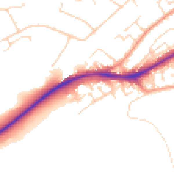 Daytime road noise heatmap for NG2 4EA
