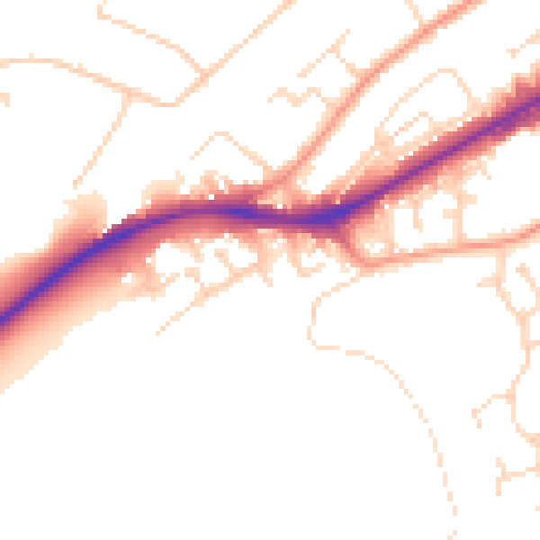 Daytime road noise heatmap for NG2 4ED