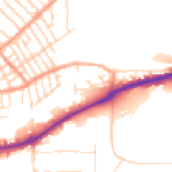 Daytime road noise heatmap for NG2 4EH