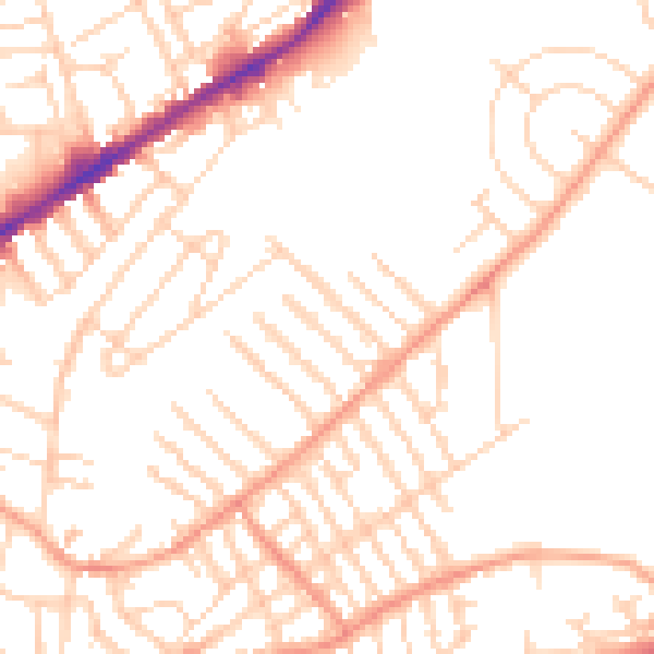 Daytime road noise heatmap for NG2 4HZ