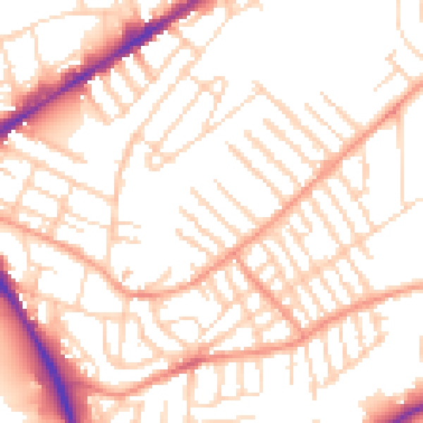 Daytime road noise heatmap for NG2 4LR