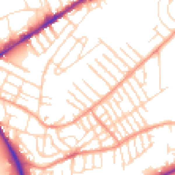 Daytime road noise heatmap for NG2 4LT