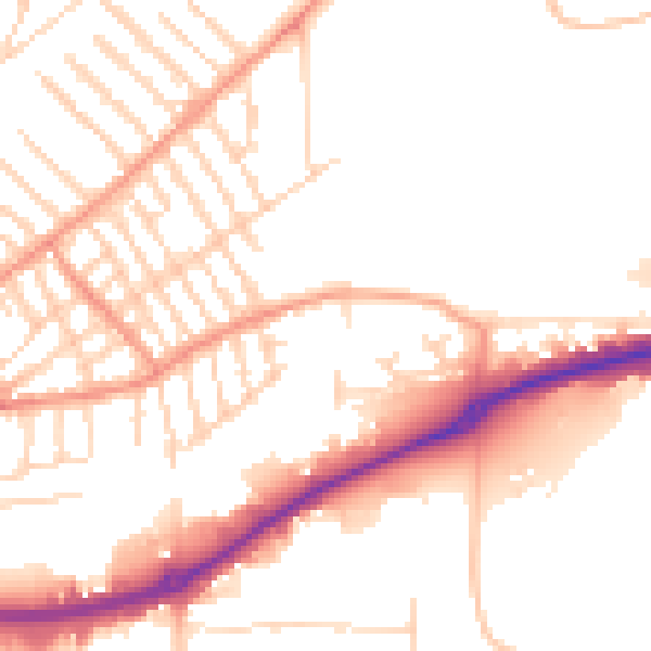 Daytime road noise heatmap for NG2 4NS