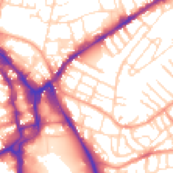 Daytime road noise heatmap for NG2 4QT