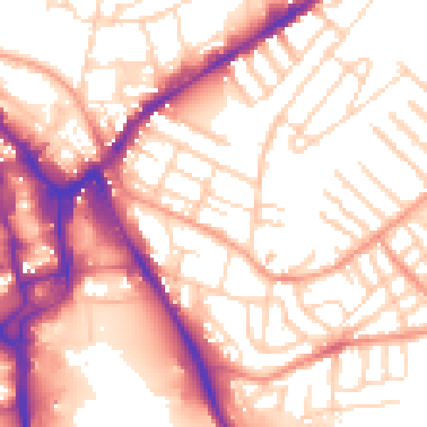 Daytime road noise heatmap for NG2 4QZ