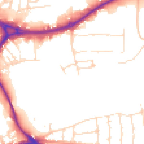 Daytime road noise heatmap for NG2 4RJ
