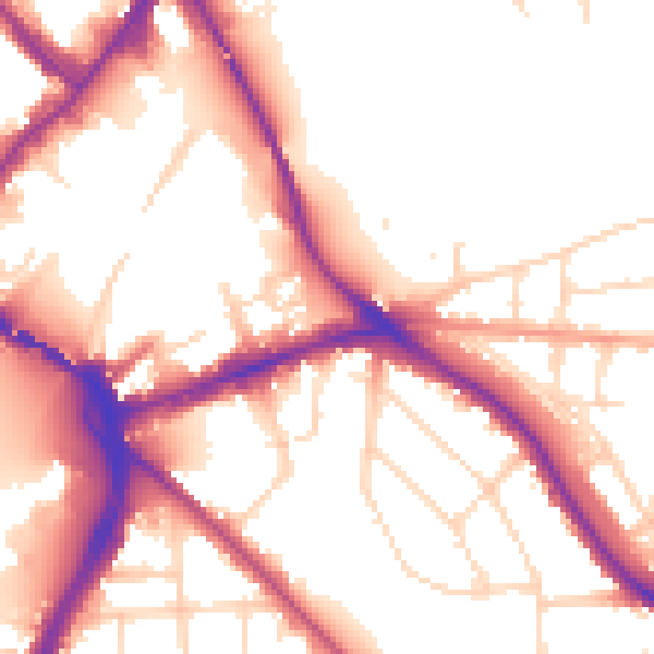 Daytime road noise heatmap for NG2 5BR